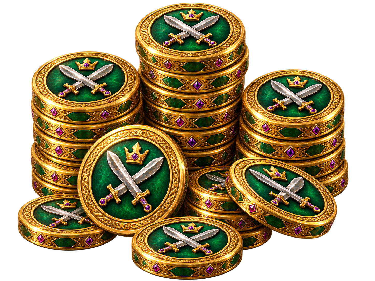 Coin Stack with crowned crossed-sword coins