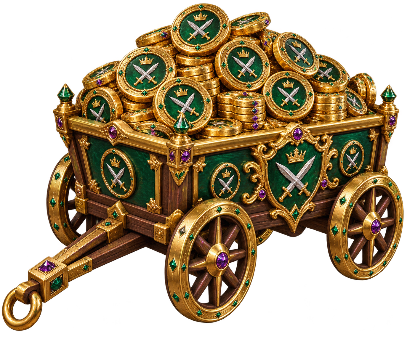 Coin Wagon with crowned crossed-sword coins